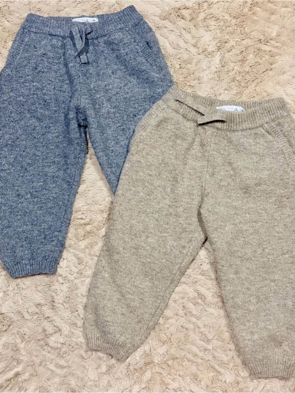 3T Zara Kids Knit Joggers in Blue and Beige